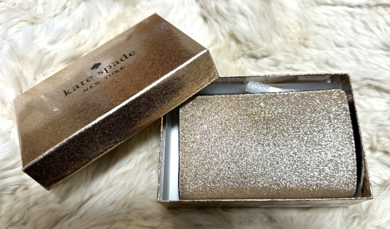 ☆セール☆kate spade グリッター♪Medium Wallet Gold 箱付