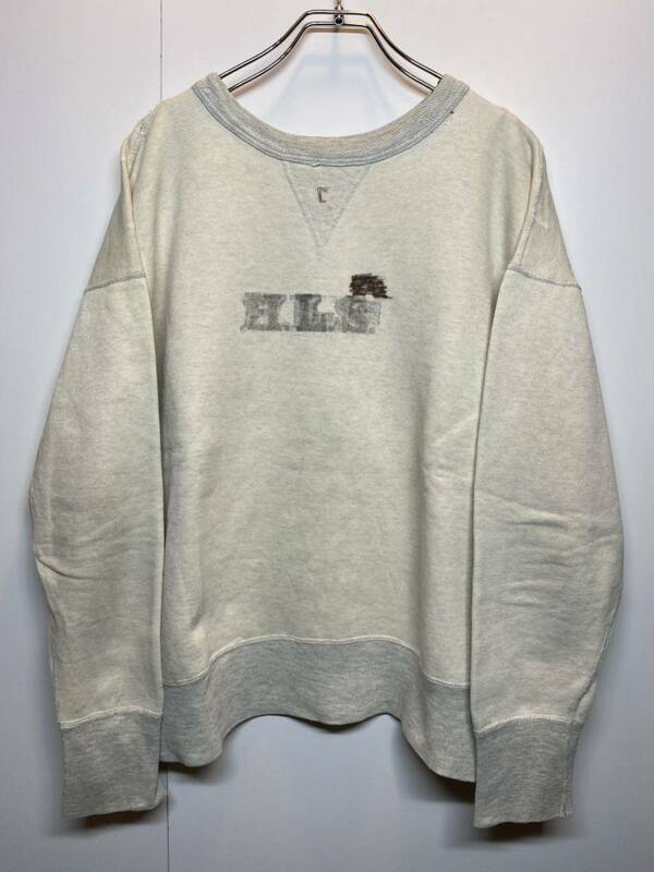 1960s vintage 2tone sweat front gusset stenciled 60年代 ヴィンテージ 2トーン スウェット 前V 貼り付け グレー ステンシル入り F207