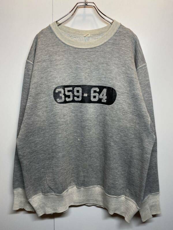 【L】60s vintage college two tone sweat big size 60年代 ヴィンテージ スウェット 2トーン カプセルプリント ビッグサイズ グレー F237