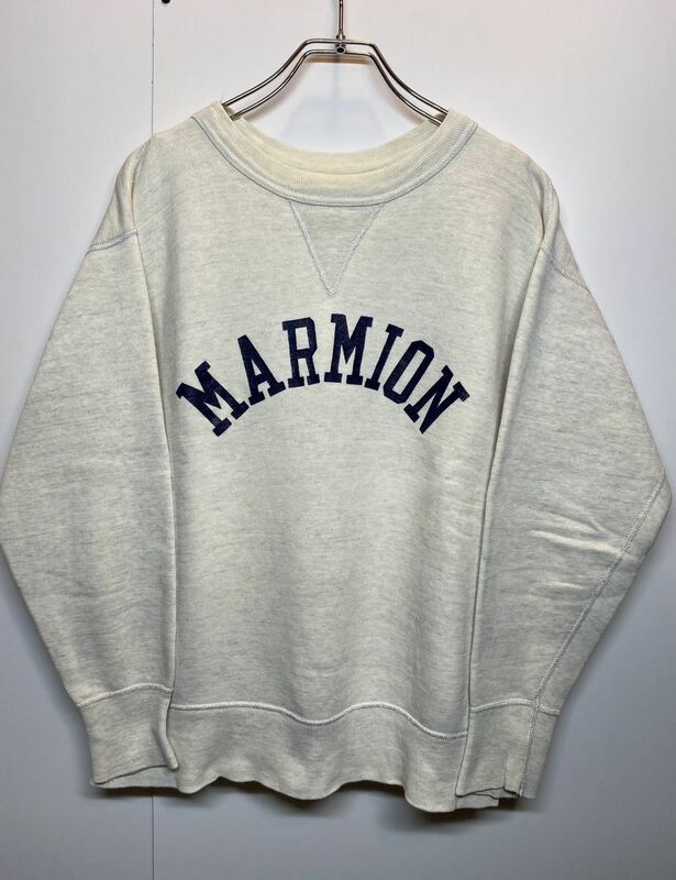 【M】1960s vintage printed sweat front gusset MARMION grey 60年代 ヴィンテージ プリント スウェット 前V 貼り付け グレー F210