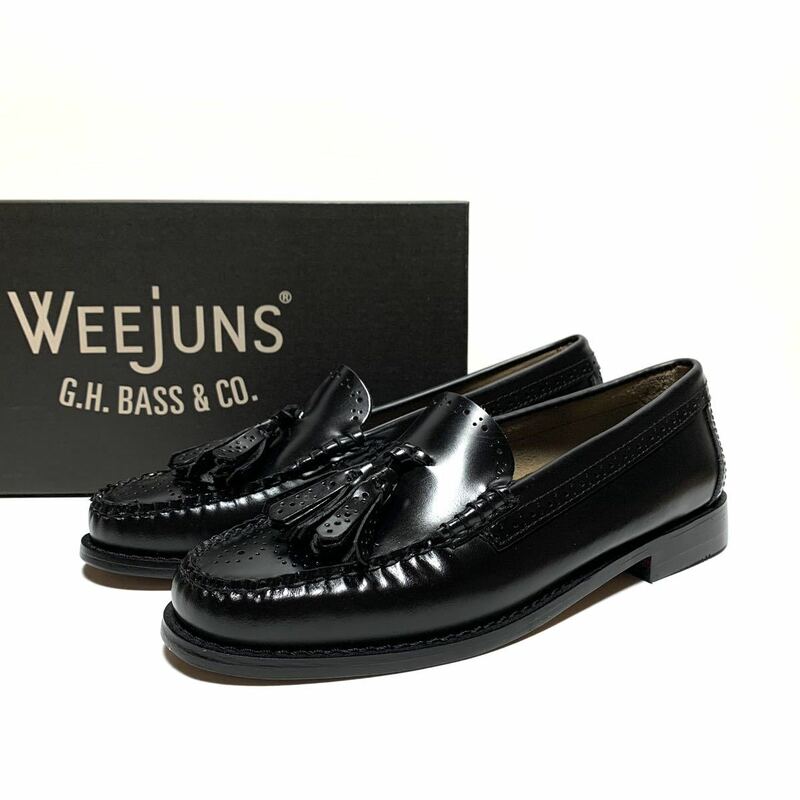 ☆未使用 ジーエイチバス G.H.BASS ウィージャン Weejuns レザー タッセル ローファー 黒 ブローグシューズ 革靴 プレッピー