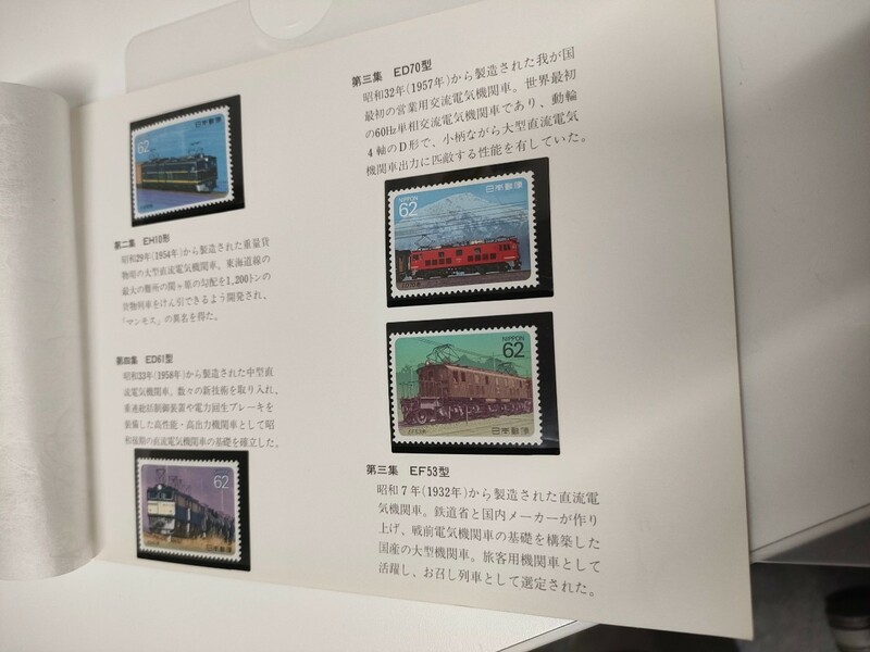 記念切手　電気機関車シリーズ　昭和６１まで　ＪＲ化直前　ファイル冊子　パラフィン入り　希少　マニア　ファンのかたへ