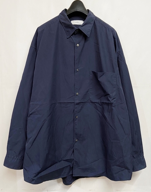 サイズF◆Graphpaper グラフペーパー Broad L/S Oversized Regular Collar Shirt オーバーサイズ レギュラーカラーシャツ ネイビー 長袖