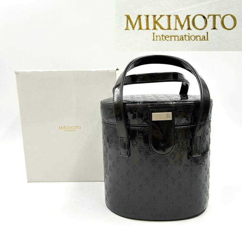 ◆ MIKIMOTO ミキモト バニティバッグ エナメル ブラウン 化粧ポーチ 化粧ボックス 非売品 ◆