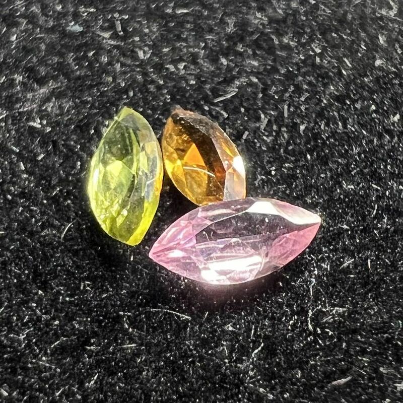 【鉱石】 天然 トルマリン ルース 3pcs マーキスカット 0.25Ct アフガニスタン産 マルチカラー 鉱物標本 パワーストーン 天然石 宝石