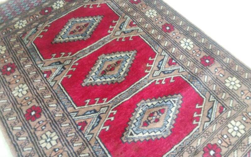 パキスタン絨毯 手織り ウール カーペット 玄関マット ペルシャ絨毯好きに 