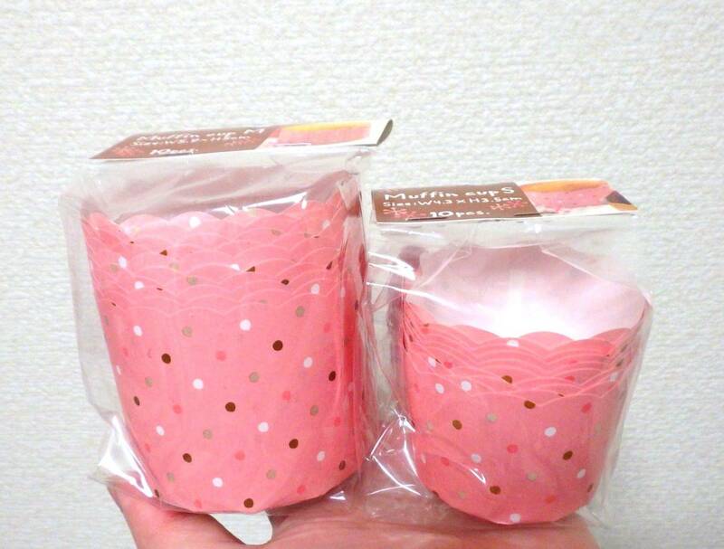 新品*マフィンカップ セット 製菓用 ケーキ 型 専門店購入 150cc 70cc 10枚入り カップケーキ バレンタイン ドット柄 ピンク