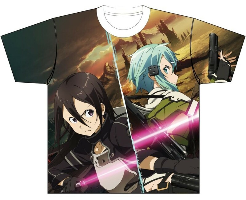 ソードアート・オンライン2 SAO フルグラフィックtシャツ ガンゲイル・オンラインver. キリト シノン フルグラフィックtシャツ Msize