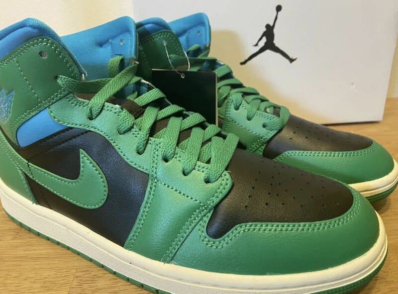 即決26cm NIKE WMNS AIR JORDAN1 Mid Black/Lucky Green and Aquatoneナイキ ウィメンズ エアジョーダン1 ミッド 新品正規