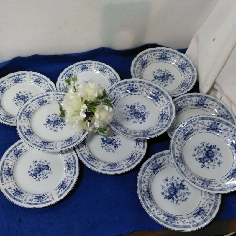g_t R241 中古　Blue Rose ブルーローズ　チャイナ　カレー皿　プレート　各5客　まとめ売り♪　洋食器　印刷ミス品　有ります。