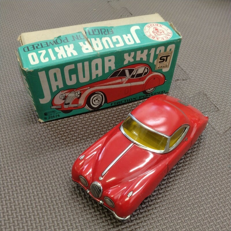 ジャガー　JAGUAR　XK120 フリクション　イチムラ　昭和　レア　レトロ　玩具　おもちゃ　ミニカー　車　ブリキ　約１４センチ　箱付き