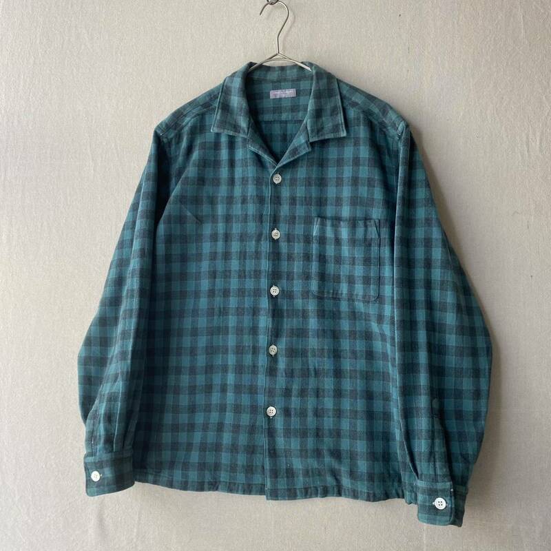 AD2000 COMME des GARCONS HOMME ウール オープンカラー シャツ / チェック ボックス ビンテージ 田中オム 90s T3-12084-1638