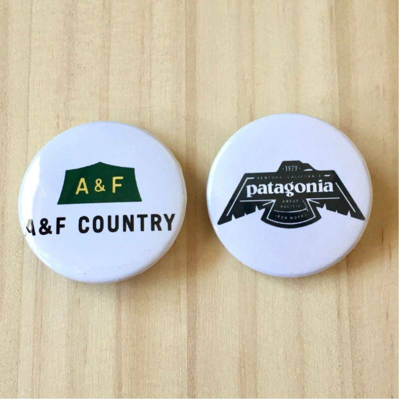 未使用 A&F patagonia ButtonBadges エーアンドエフ パタゴニア 缶バッジ 2個セット EDC OUTDOOR CAMP FISH エブリデイキャリー アウトドア