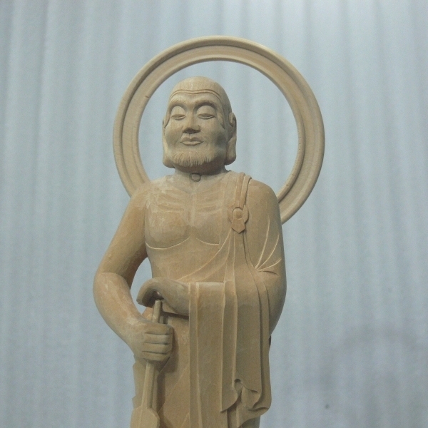 本州送料無料！仏像★ヒバ材 跋陀婆羅菩薩像(バッタバラ)6.5寸★全高 約30cm