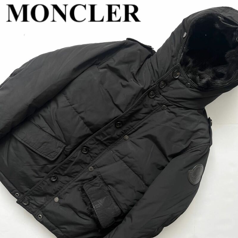 【送料無料】MONCLER モンクレール 毛皮　ダウンジャケット　ファー　中綿　コート　1 ブラック　黒　レディース　アウター　防寒　冬物