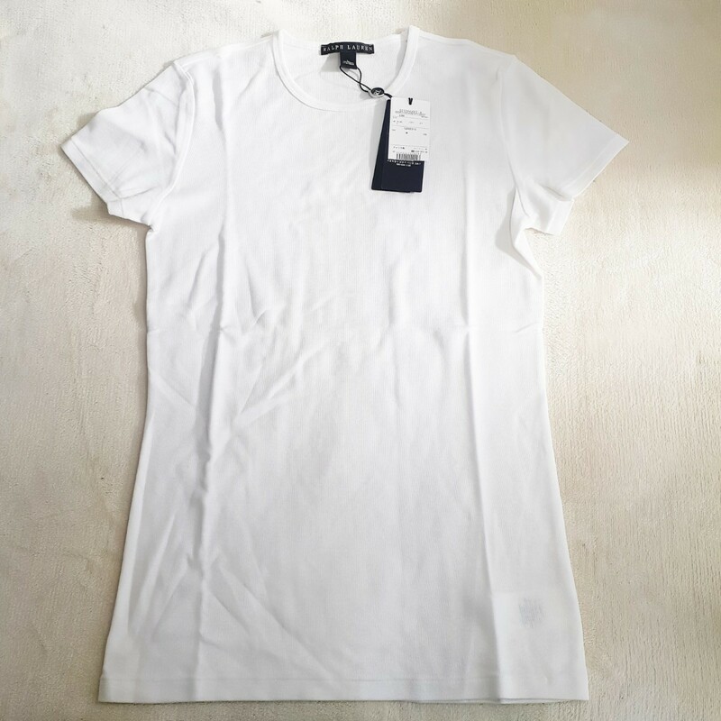 未使用★　RALPH LAUREN　ラルフローレントップス　ラウンドネック　Tシャツ　カットソー　半袖　白　ホワイト　Lサイズ R-1