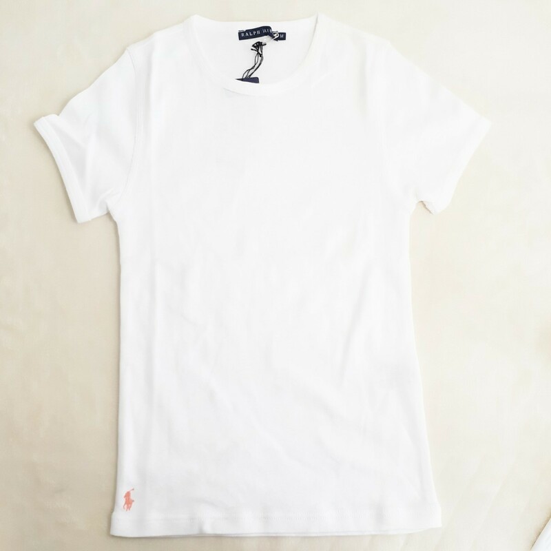 未使用★RALPH LAUREN　ラルフローレントップス 半袖Tシャツ ショートスリーブTシャツ カットソー　ホワイト 白　Mサイズ ロゴ刺繍　R-15