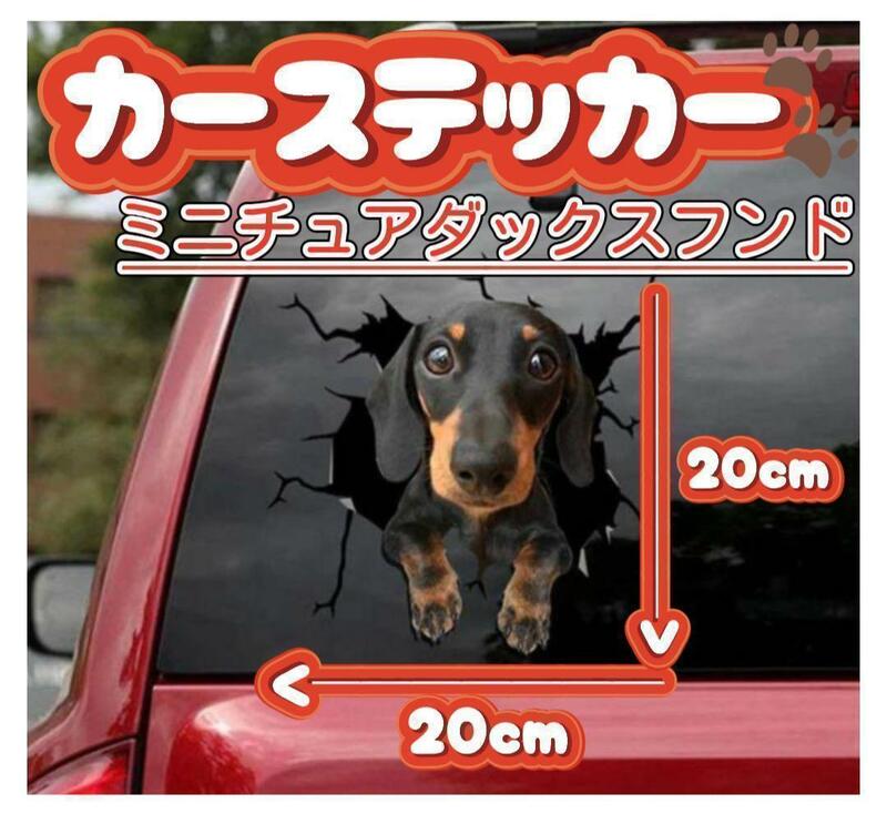 カーステッカー 犬 ミニチュア ダックスフンド 3D シール 飛び出す ワンちゃん ドッグ ウォールステッカー インテリア カー用品 新品