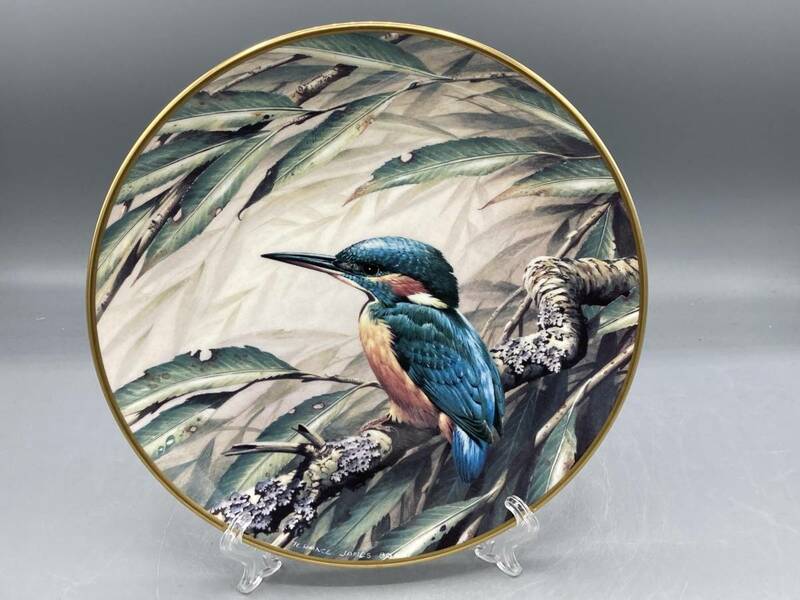 英国 ウェッジウッド カワセミ 川蝉 鳥 皿 飾り皿 絵皿 (1110)