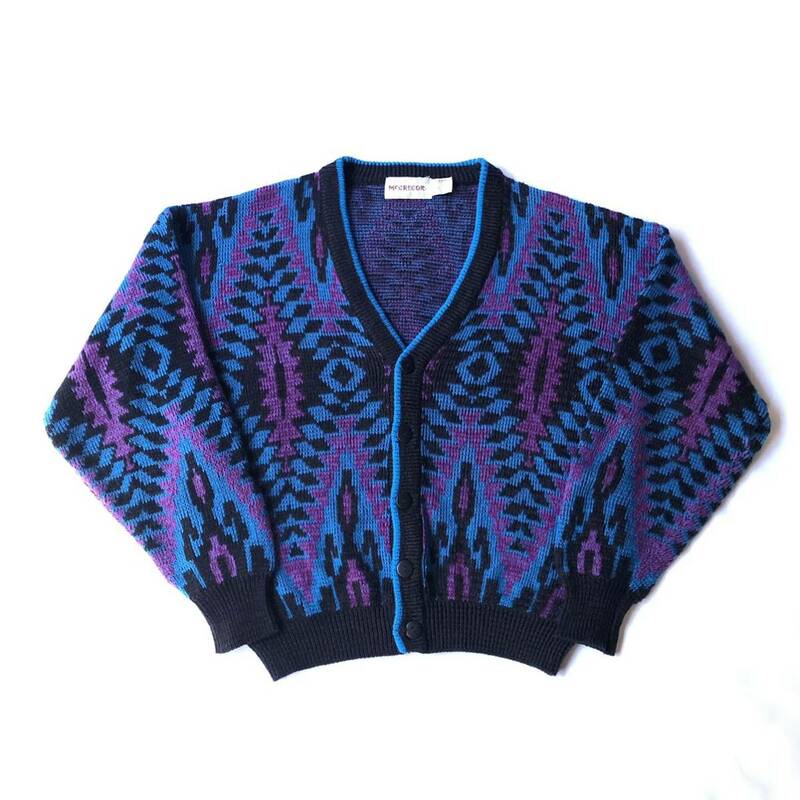 80s Mcgregor Native Pattern Acrylic Knit Cardigan 80年代 マクレガー ネイティブ柄 アクリル ニットカーディガン vintage ヴィンテージ