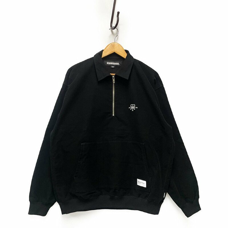 NEIGHBORHOOD ネイバーフッド 23AW HALF ZIP PULLOVER SHIRT LS ハーフジップ プルオーバーシャツ 黒 サイズL 正規品 / 33250