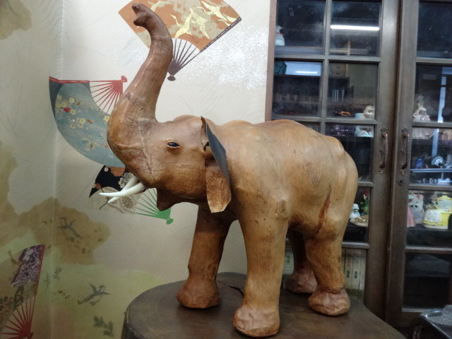 革製 レザー 象 大きな象の置物 65センチ
