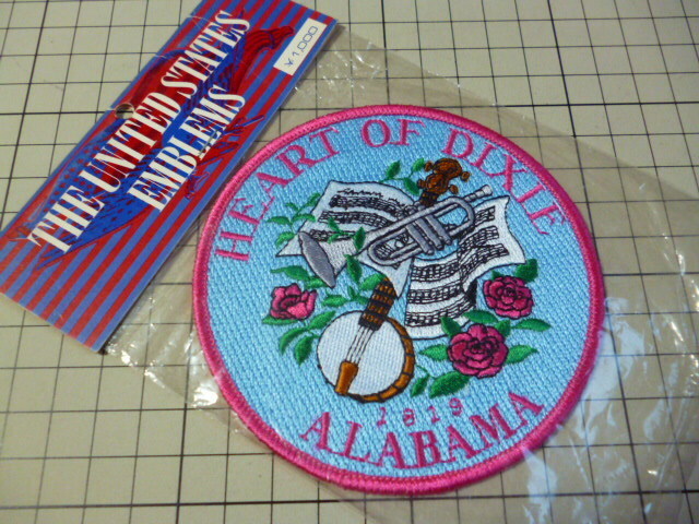 HEART OF DIXIE ALABAMA ワッペン 未使用 当時物 です(刺繍/98mm) ハート オブ ディクシー アラバマ