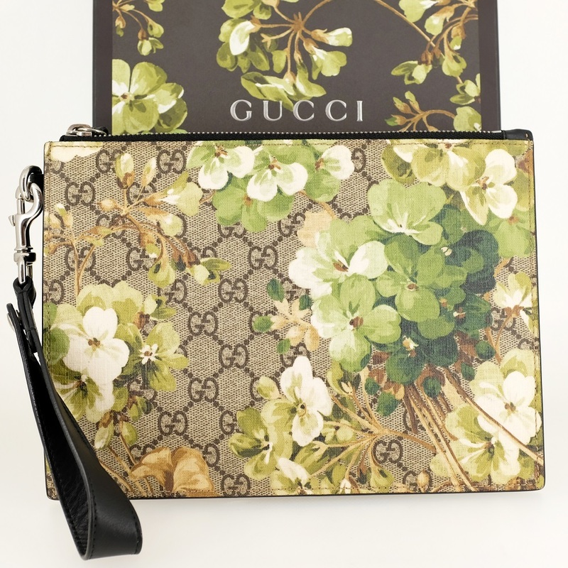 【新品同様】GUCCI グッチ GGスプリーム 花柄 フラワー クラッチバッグ ポーチ 411691 ストラップ付 箱付