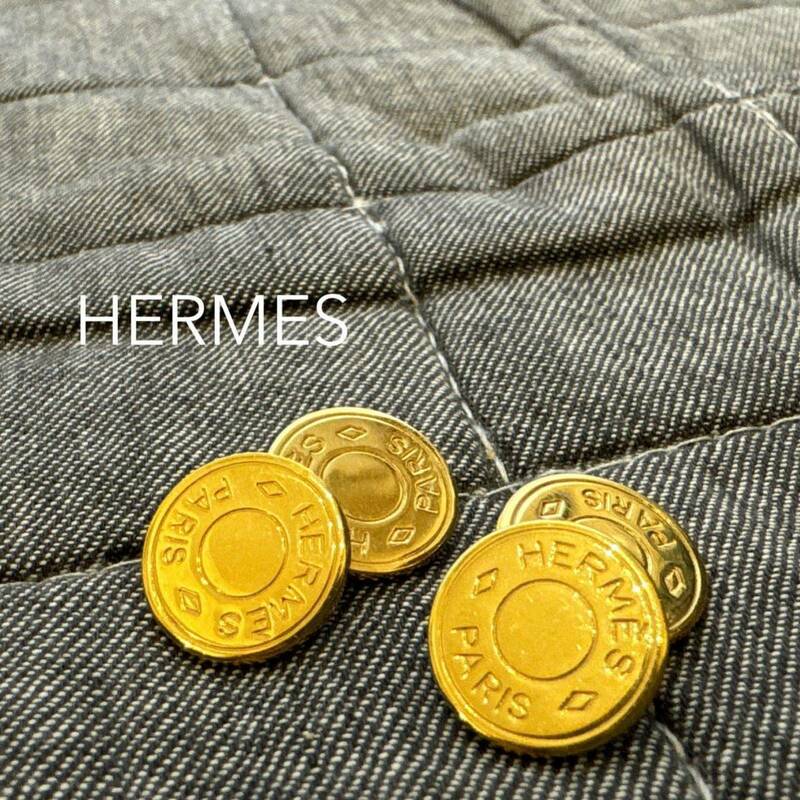 HERMES エルメス ロゴ カフス 2連カフリンクス セリエ カフスボタン ゴールド