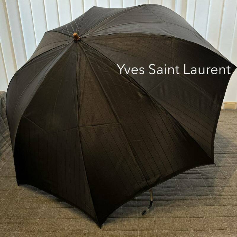 Yves Saint Laurent イヴサンローラン 折り畳み傘 ストライプ YSL ロゴ総柄