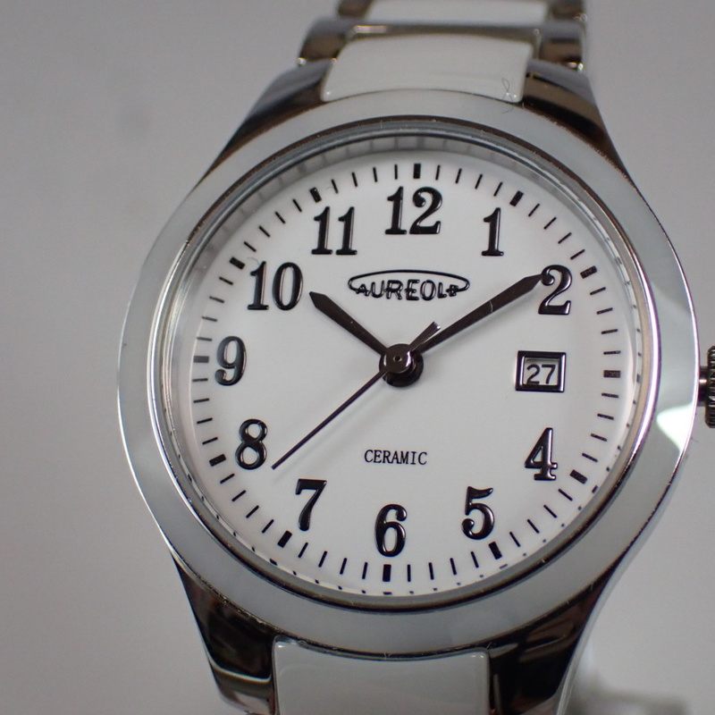 AUREOLEオレオール　セラミック3針クォーツデイト　レディース腕時計　SW-611L 日本製 中古