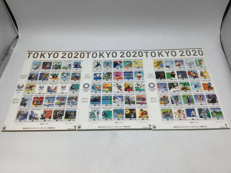#8034　TOKYO 2020 オリンピック・パラリンピック 競技大会 SHEET1.2.3 3シート 84円切手×75枚 額面6300円