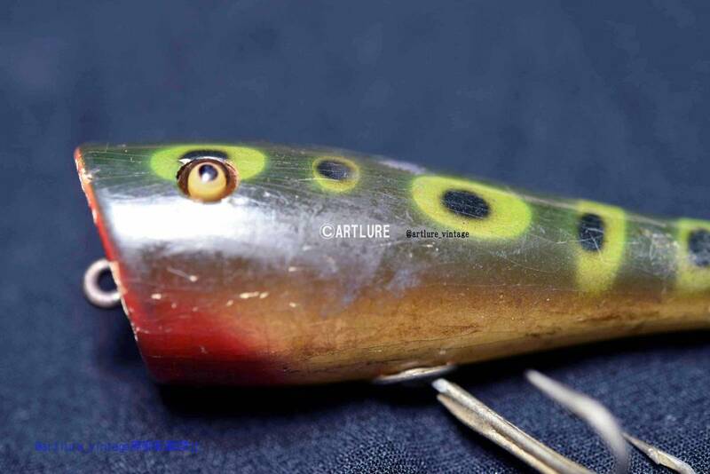 オールド珍品希少面白ルアーISLE ROYALE CO. ROYALE POPPER 222 c1940-55 wooden lure　VINTAGE LURE （7467-104）USA #OLDLURE #ARTLURE_ 