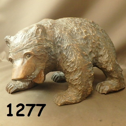 FK-1277◆1960年代　北海道　木彫り　クマ置物　在銘 20240131