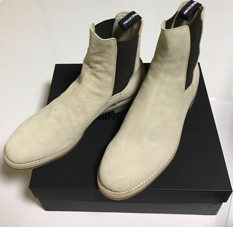 MINEDENIM スウェード サイドゴア ブーツ 43 新品 beige マインデニム Suede Leather Side Gore Boots レザー チェルシー ベージュ