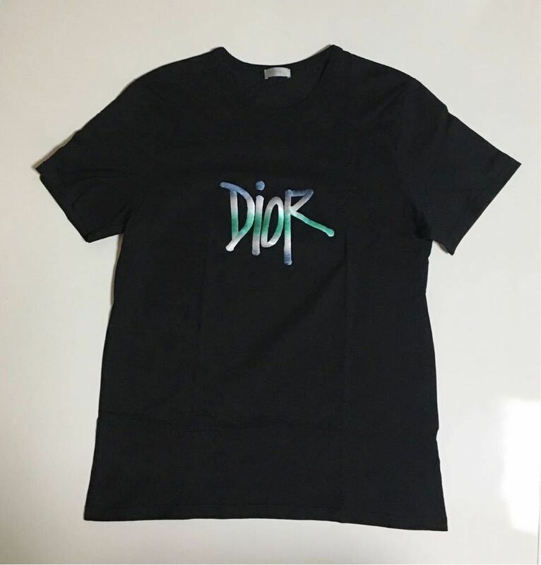 Dior x Stussy コラボ Logo Embroidered Tシャツ XXL BLACK ディオール ステューシー 刺繍 TEE Shawn ロゴ 半袖 カットソー ブラック 黒