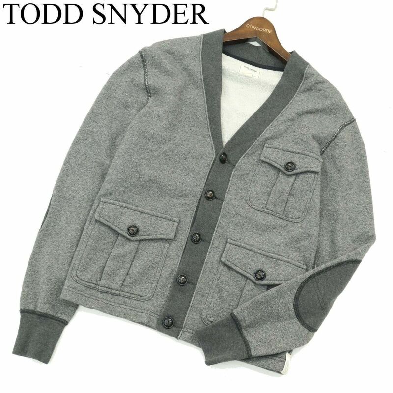 カナダ製★ TODD SNYDER トッドスナイダー 通年 エルボーパッチ★ スウェット カーディガン Sz.XS　メンズ グレー　A4T00753_1#O