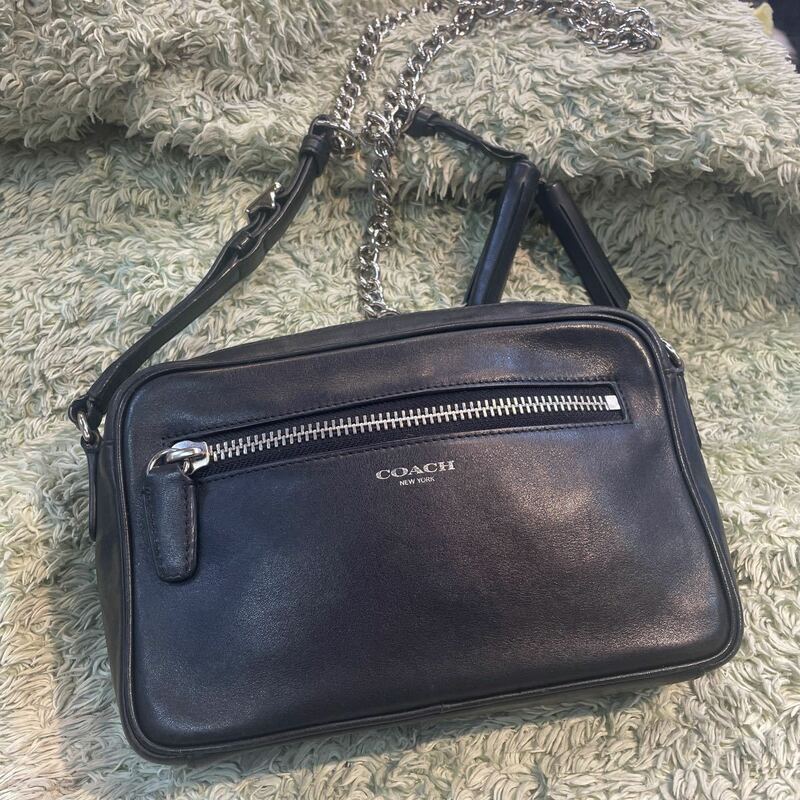 COACH ショルダーバッグ 美品　袋付き　黒　斜めがけ　送料520円レザー 