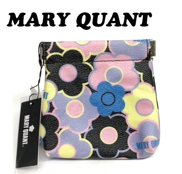 【MARY QUANT】(NO.2820) マリークワント カラーエッジラインデイジー バネクチポーチ ブラック　未使用　マリクワ