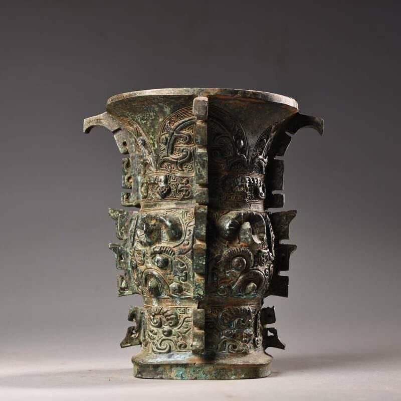  *珍品旧蔵*漢代 青銅何尊 古朴典雅 中国古美術 時代物 XF0119