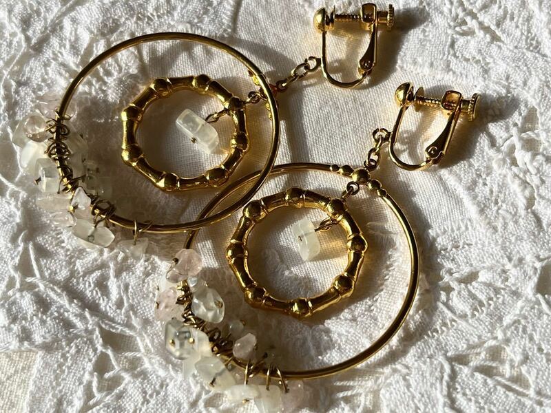 ヴィンテージ ** ダブルフープの美しいイヤリング vintage earrings
