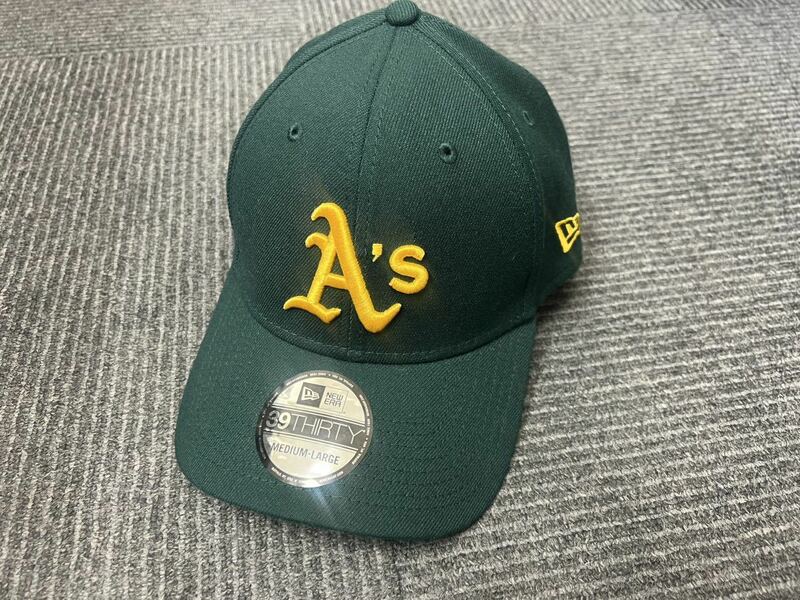 NEW ERA ニューエラMLB アスレチックス 39THIRTY ストレッチフィットキャップ M\L 新品未使用