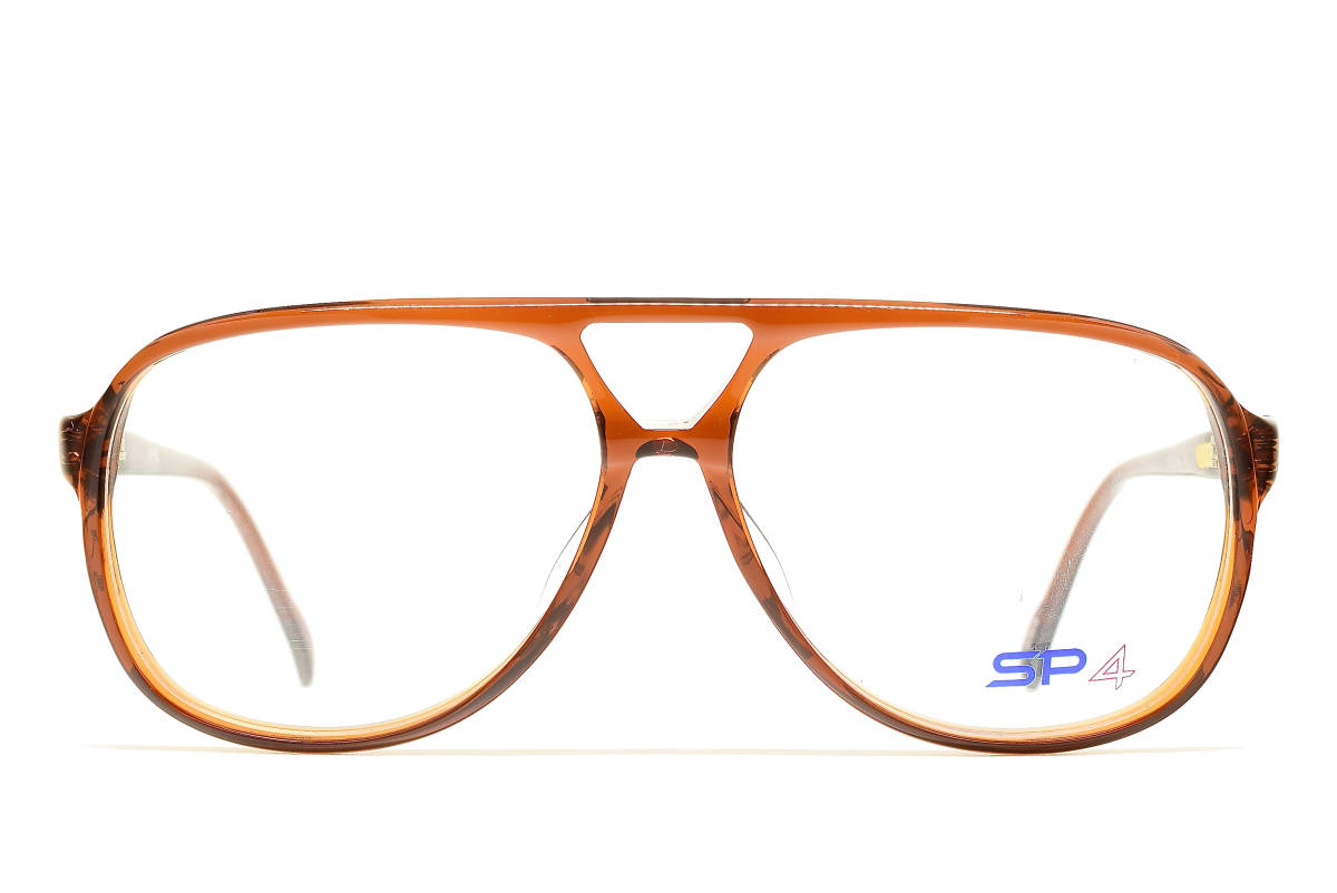 デッドストック ISHIYAMA SP-703 LBR 56-13 Wブリッジ アビエーター メガネ サングラス フレーム ヴィンテージ ブラウン