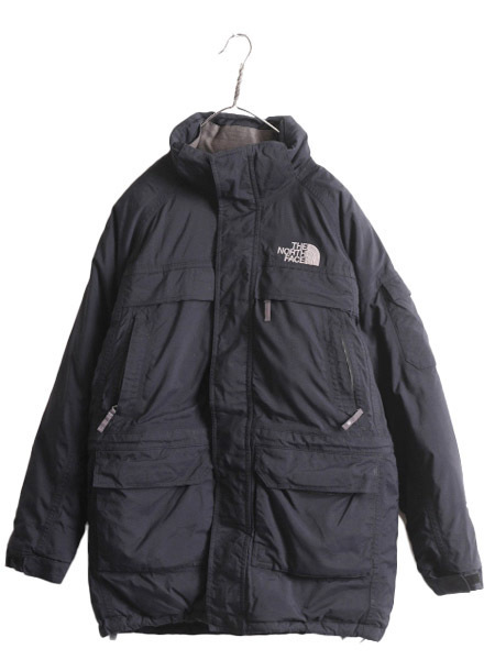 US企画 ノースフェイス マクマード ダウン ジャケット メンズ S 古着 The North face アウトドア HYVENT ナイロン ハーフ コート ネイビー