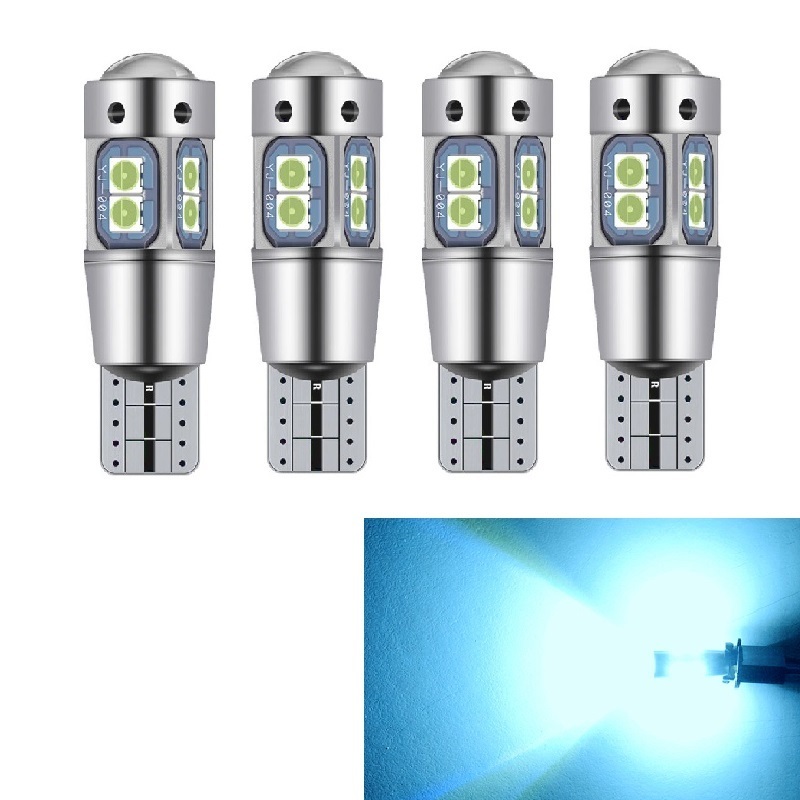 [4個セット] 爆光 T10/T16 LED キャンセラー内蔵 無極性 アイスブルー 水色 12V/24V 共用 【送料230円】