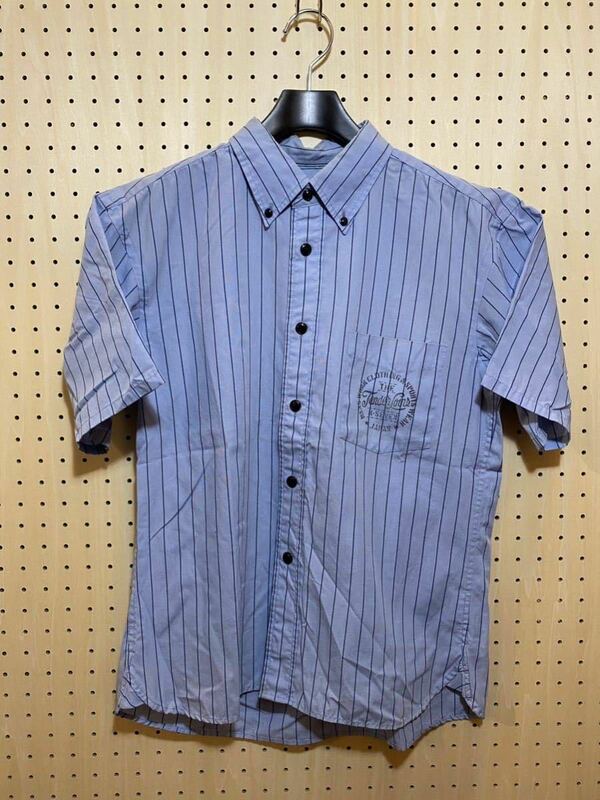 【S】TENDERLOIN BOWLING SHIRT テンダーロイン ボーリングシャツ ブルー 半袖 開襟 シャツ ボタンダウン ストライプ T33