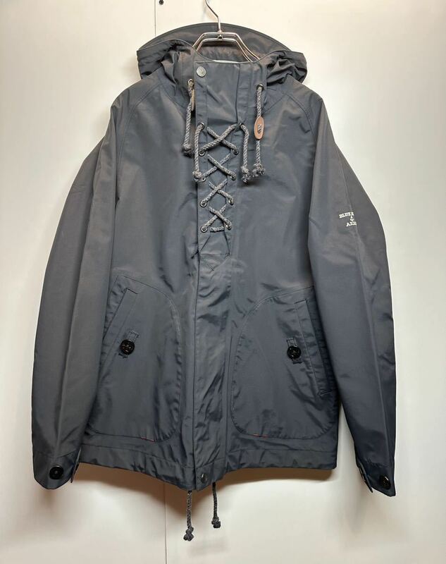 【S】 BLUE BLUE AIGLE lace up rain hoodie BLACK ブルーブルー エーグル レースアップ レイン パーカー ブラック 黒 T44