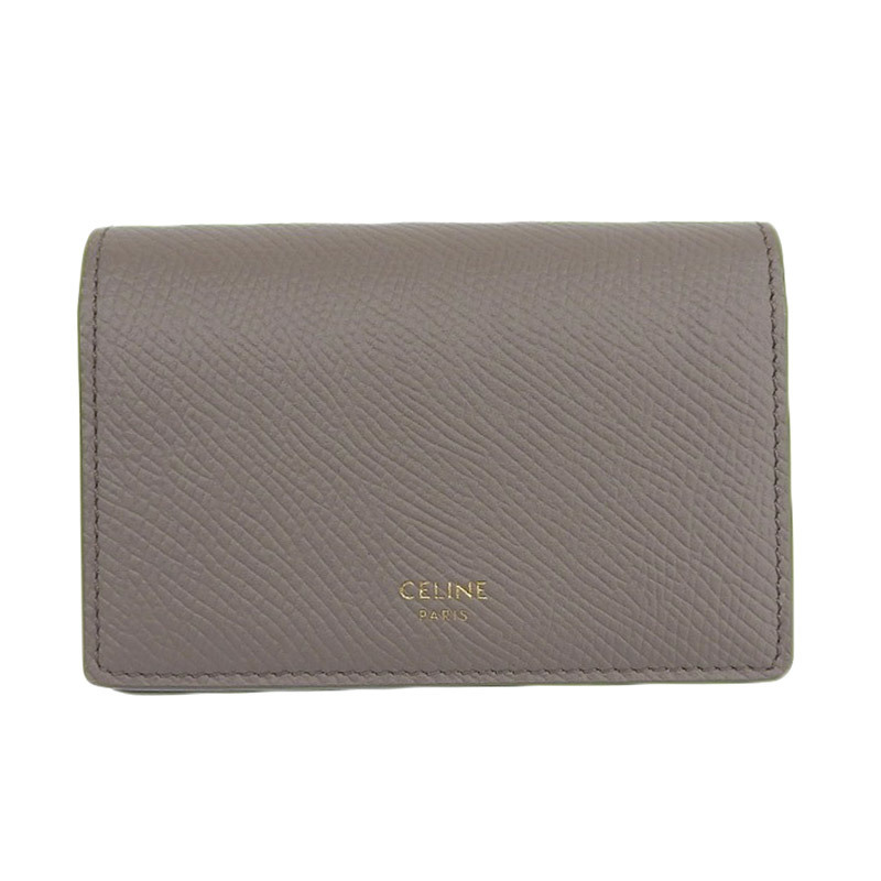 セリーヌ CELINE ビジネスカードホルダー カードケース 名刺入れ レザー グレージュ カードケース 10J813BEL.10BL 中古 新入荷 OBB0541