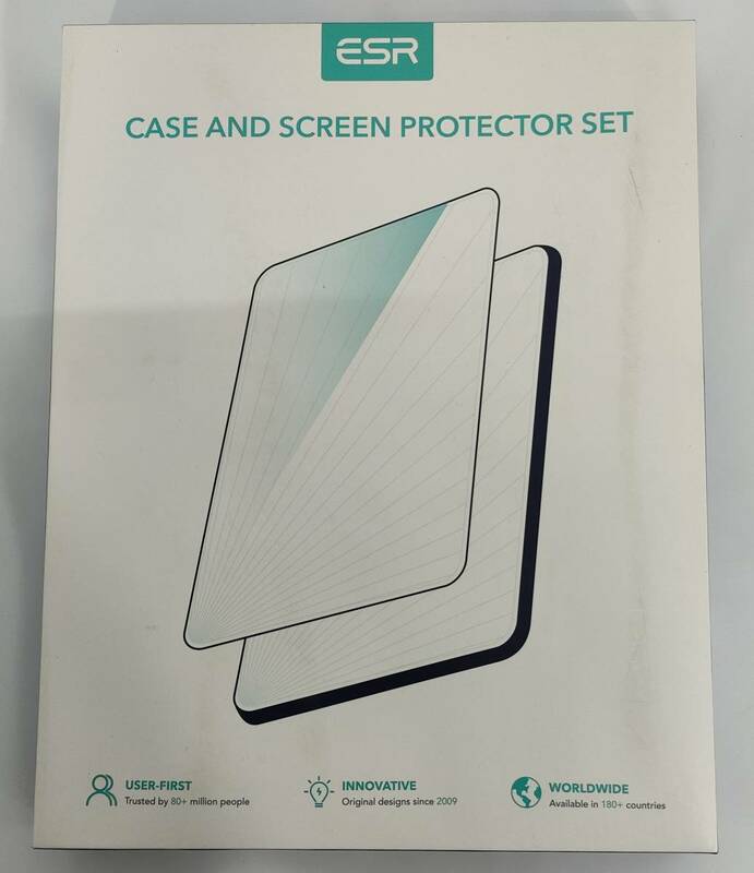 023　1388 ESR iPad Pro 12.9 ケース 強化ガラスフィルム付き 三つ折り ローズゴールド ペンシル ワイヤレス充電対応
