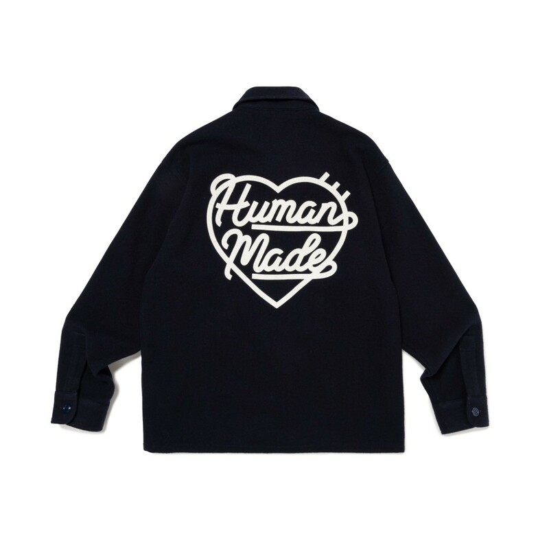 サイズM HUMAN MADE WOOL CPO SHIRTS NAVY ヒューマンメイド ウールシャツ ネイビー ハート